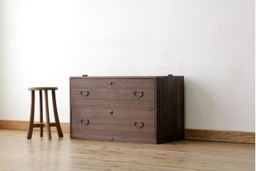 アンティーク家具　古い木の2杯引き出し時代箪笥アンティークローボード?