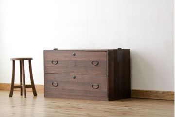 アンティーク家具　古い木の2杯引き出し時代箪笥アンティークローボード?