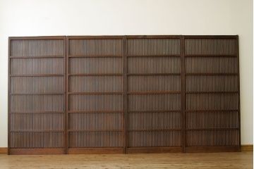 古民具・骨董　古い木の格子戸4枚セット(引き戸・建具)
