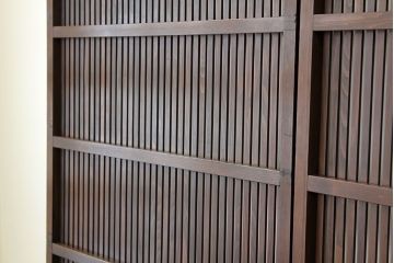 古民具・骨董　古い木の格子戸4枚セット(引き戸・建具)