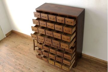 アンティーク家具　古民具・骨董　1960年代ナラ材大型カードケース(引き出し・ドロワー、図書館、図書室)