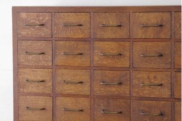 アンティーク家具　古民具・骨董　1960年代ナラ材大型カードケース(引き出し・ドロワー、図書館、図書室)