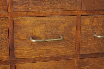 アンティーク家具　古民具・骨董　1960年代ナラ材大型カードケース(引き出し・ドロワー、図書館、図書室)