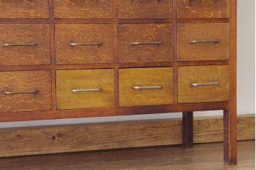 アンティーク家具　古民具・骨董　1960年代ナラ材大型カードケース(引き出し・ドロワー、図書館、図書室)
