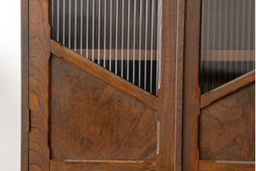 アンティーク家具　アンティーク　古い木のモールガラス本箱(書棚・ブックケース)