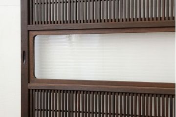 ★古民具・骨董　銀モールガラス入り裏障子付き格子戸2枚セット?(引き戸・建具)