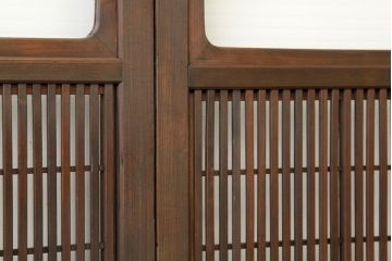★古民具・骨董　銀モールガラス入り裏障子付き格子戸2枚セット?(引き戸・建具)