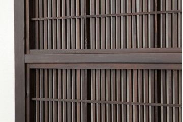 ★古民具・骨董　銀モールガラス入り裏障子付き格子戸2枚セット?(引き戸・建具)