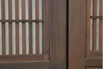 ★古民具・骨董　銀モールガラス入り裏障子付き格子戸2枚セット?(引き戸・建具)