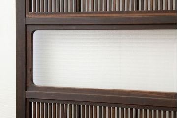 ★古民具・骨董　銀モールガラス入り裏障子付き格子戸2枚セット?(引き戸・建具)