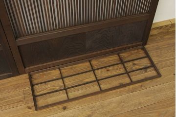 ★古民具・骨董　銀モールガラス入り裏障子付き格子戸2枚セット?(引き戸・建具)