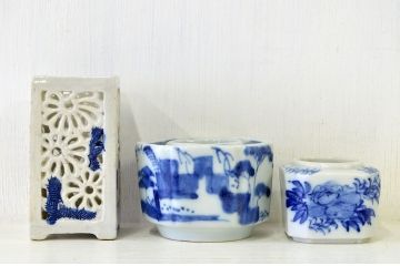 ○江戸〜明治!古い盃洗、盃台筆立、香合など8点(伊万里等)