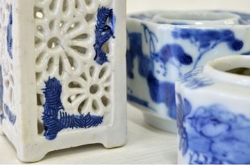 ○江戸〜明治!古い盃洗、盃台筆立、香合など8点(伊万里等)