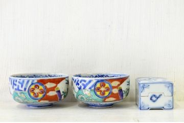 ○江戸〜明治!古い盃洗、盃台筆立、香合など8点(伊万里等)