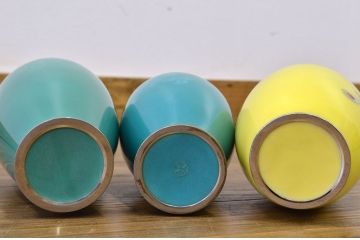 ○古い七宝焼　花瓶6点(鶴・孔雀の図)