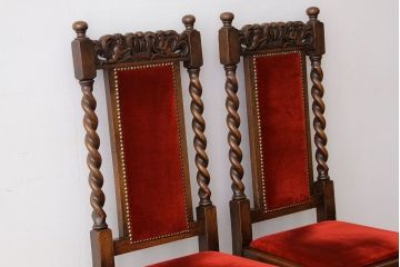 アンティーク家具　★海外輸入品　重厚なオークの高級ダイニングチェア2脚セット?