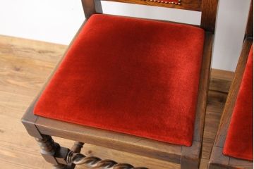 アンティーク家具　★海外輸入品　重厚なオークの高級ダイニングチェア2脚セット?