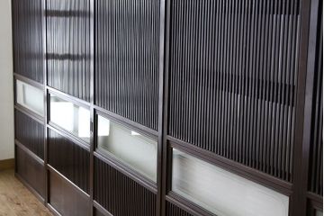 古民具・骨董 味わい深いガラス入り格子戸5枚セット(引き戸)