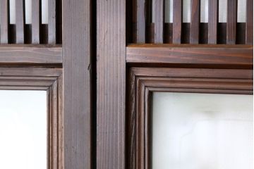 古民具・骨董 味わい深いガラス入り格子戸5枚セット(引き戸)