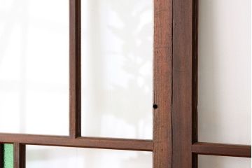 古民具・骨董　希少な色ガラス入り引き戸2枚セット(ガラス戸・建具)