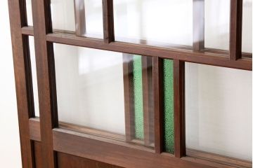 古民具・骨董　希少な色ガラス入り引き戸2枚セット(ガラス戸・建具)