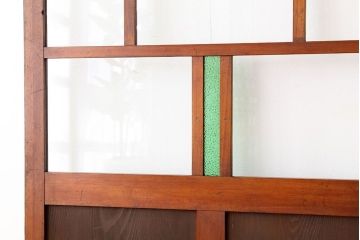 古民具・骨董　希少な色ガラス入り引き戸2枚セット(ガラス戸・建具)