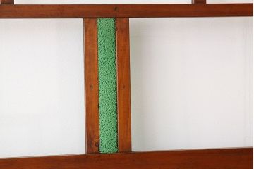 古民具・骨董　希少な色ガラス入り引き戸2枚セット(ガラス戸・建具)