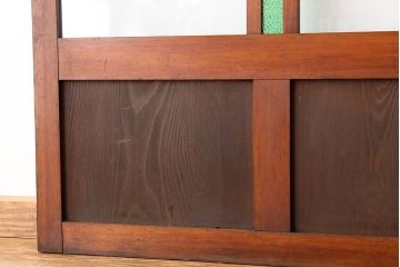 古民具・骨董　希少な色ガラス入り引き戸2枚セット(ガラス戸・建具)