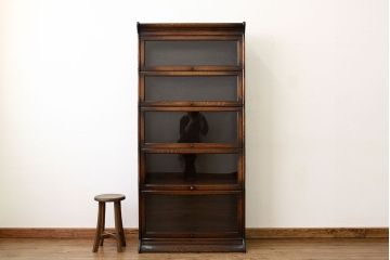 アンティーク家具　イギリスアンティーク オーク材の希少な5段スタッキングブックケース(本箱)