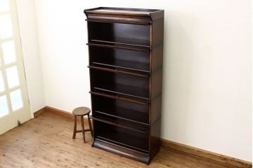 アンティーク家具　イギリスアンティーク オーク材の希少な5段スタッキングブックケース(本箱)