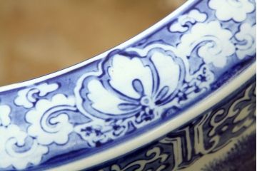 古民具・骨董　山水図柄　瀬戸火鉢