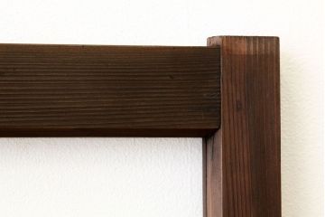 アンティーク　古い木の小さなガラス戸2枚(引き戸)