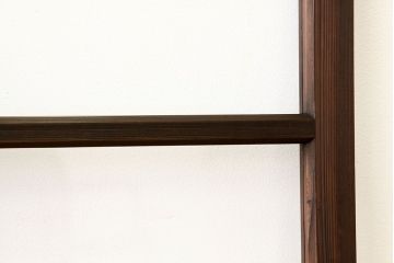 アンティーク　古い木の小さなガラス戸2枚(引き戸)
