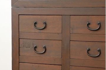 アンティーク家具　アンティーク　シックな無垢材12杯引き出し重ね収納棚(食器棚)