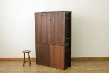 アンティーク家具　アンティーク　シックな無垢材12杯引き出し重ね収納棚(食器棚)