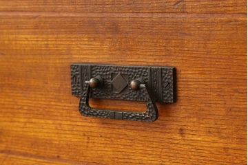 アンティーク家具　大正ロマン　素敵なデザインの象嵌入り引き出し本箱(ブックケース)