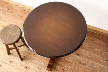 中古　飛騨産業穂高丸型カフェテーブル?キツツキ　オケージョナルテーブル