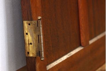 アンティーク　古い木のモールガラス観音開きドアセット(扉・建具)