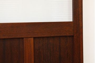 アンティーク　古い木のモールガラス観音開きドアセット(扉・建具)