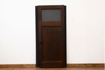 アンティーク　重厚なダイヤガラス入りドア(扉、建具)