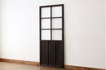 アンティーク　古い木のモールガラス1枚(扉・建具)