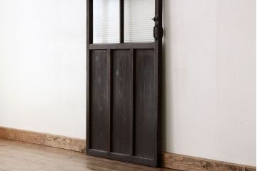 アンティーク　古い木のモールガラス1枚(扉・建具)