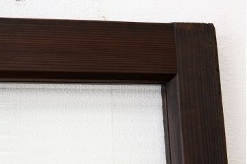 アンティーク　古い木のモールガラス1枚(扉・建具)