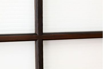 アンティーク　古い木のモールガラス1枚(扉・建具)