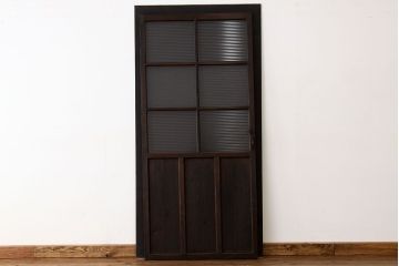 アンティーク　古い木のモールガラス1枚(扉・建具)