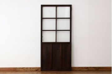 アンティーク　古い木のモールガラス1枚(扉・建具)