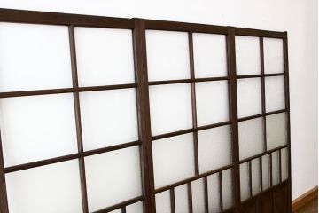昭和レトロ　古い木のダイヤガラス引き戸3枚セット(アンティークガラス戸)