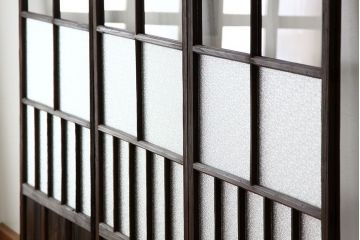 昭和レトロ　古い木のダイヤガラス引き戸3枚セット(アンティークガラス戸)