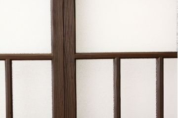 昭和レトロ　古い木のダイヤガラス引き戸3枚セット(アンティークガラス戸)