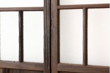 昭和レトロ　古い木のダイヤガラス引き戸3枚セット(アンティークガラス戸)